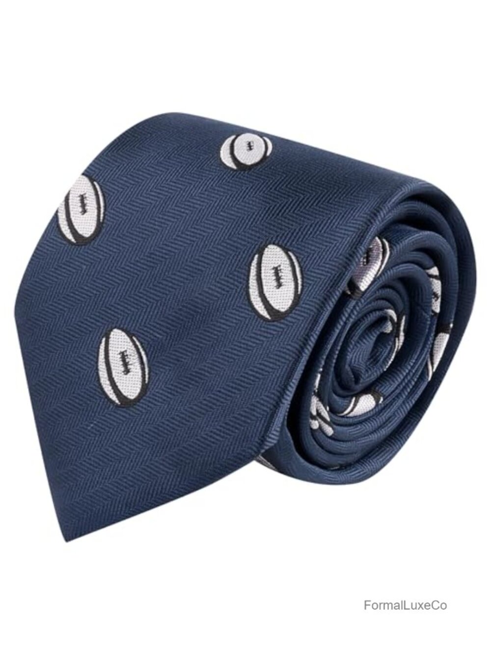 Herringbone Silk Blend Embroidered Rugby Tie - Ascot Style